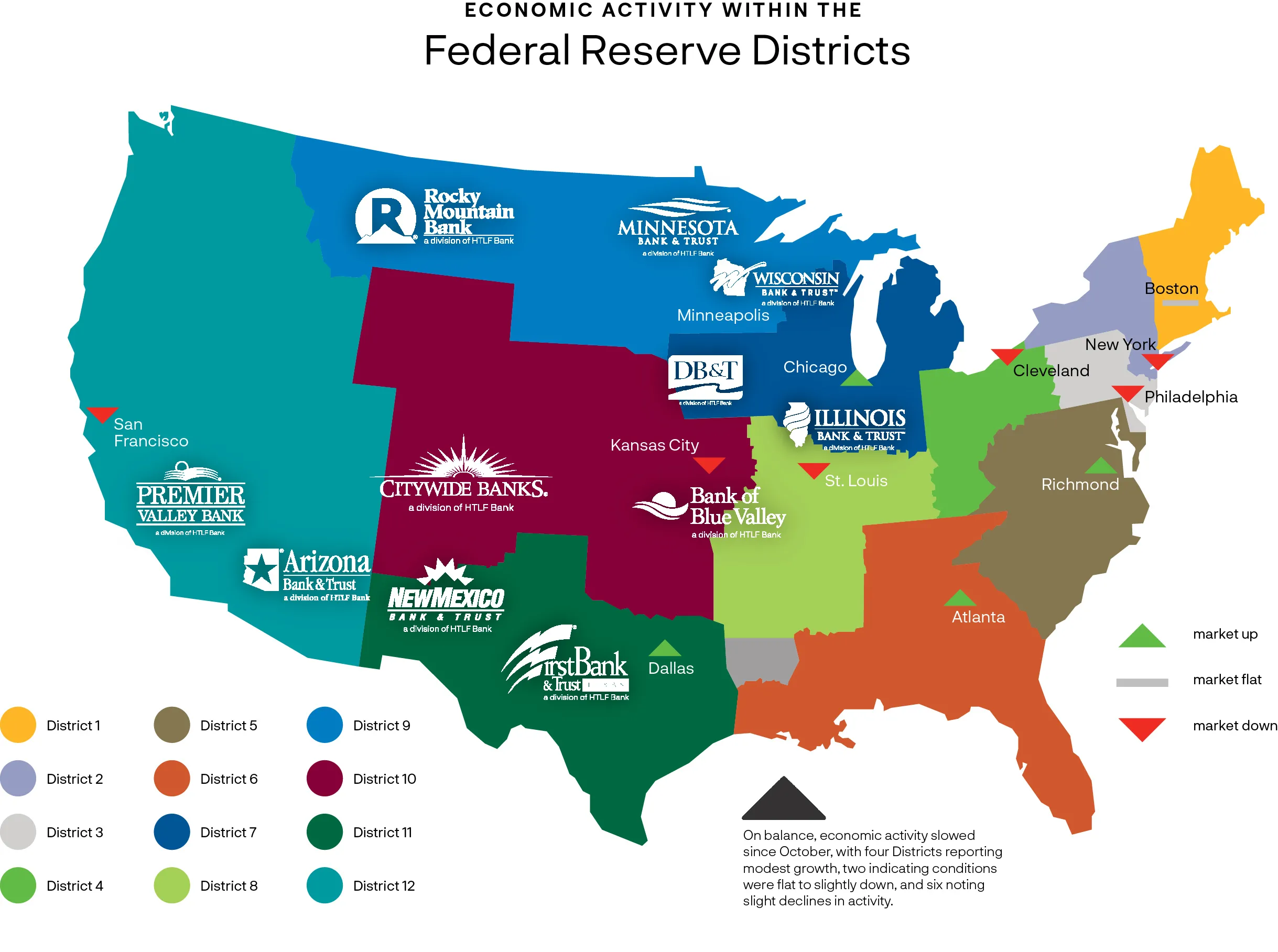 Map showing Federal Reserve Districts